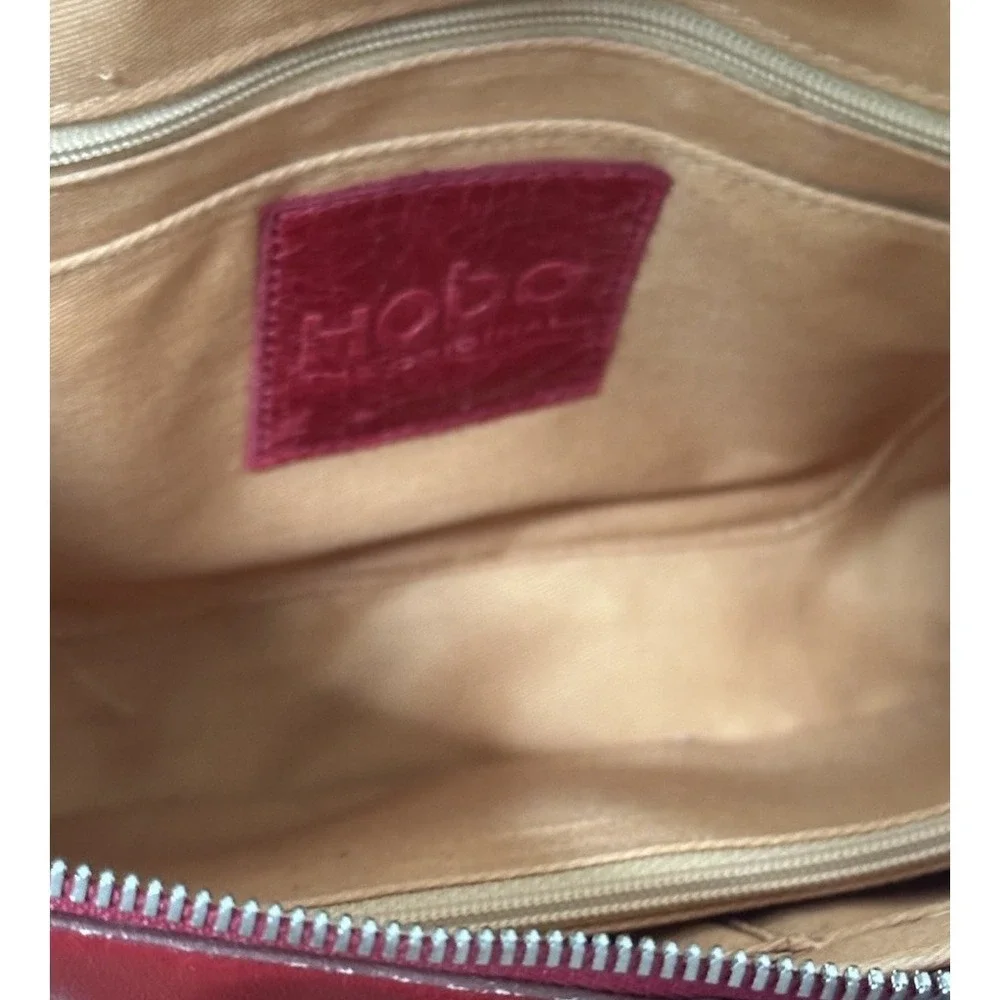 HOBO The Original Red Leather Zipper Closure Double Handles Shoulder Bag